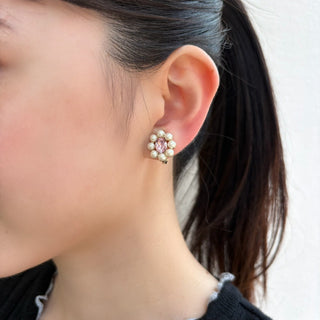 パールブルームミニoneピアス（Ltローズ）