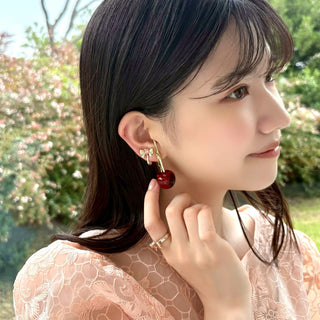 Strawberry Bow clip on earrings