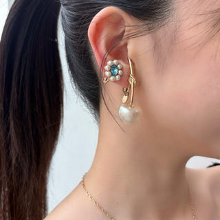 パールブルームミニoneイヤリング（アクアマリン）