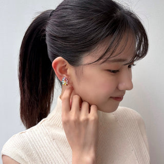 ドロップブルームミニoneピアス（レインボー）