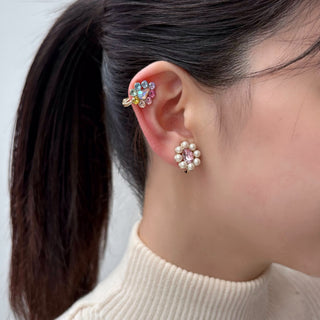 パールブルームミニoneピアス（Ltローズ）