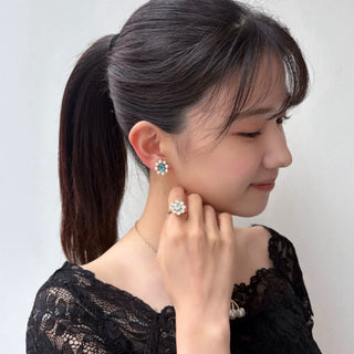 パールブルームミニoneピアス（アクアマリン）