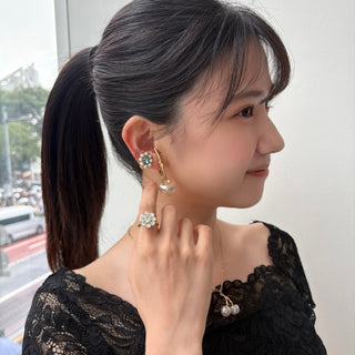 パールブルームミニoneピアス（アクアマリン）