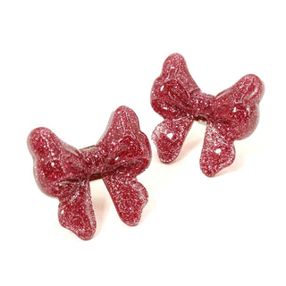 Baby Ribbon Earrings (PK Glitter)