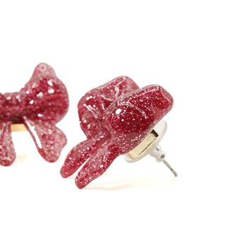 Baby Ribbon Earrings (PK Glitter)