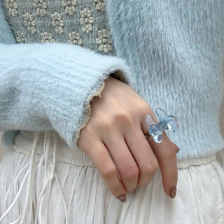 Baby ribbon ring (light blue)