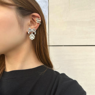 newリボン・ブルームピアス（クリスタル）