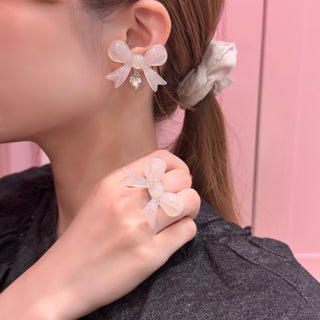 グランド リボン ガラピアス（クリスタルミスト）