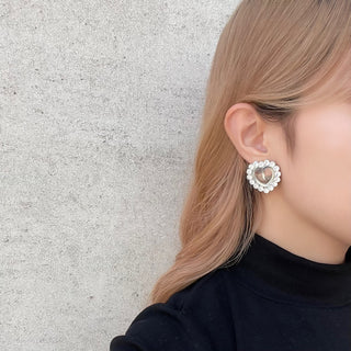 big bijou clear heart earrings