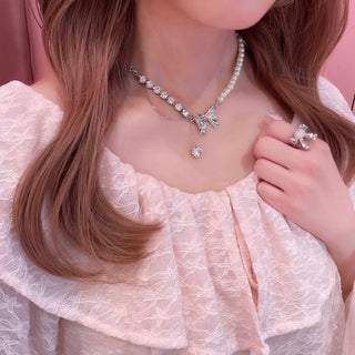 Ribbon charm necklace [Delivery time: late February ~]