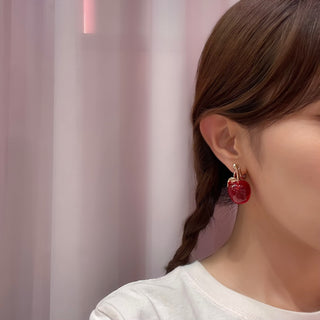Apple clip on earrings (Red)