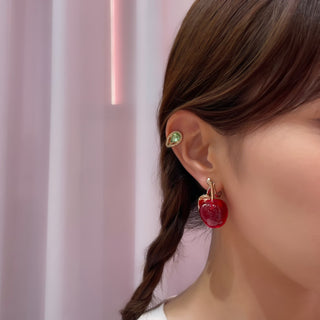 Apple clip on earrings (Red)