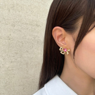 Rosette Jewel Ribbon Earrings