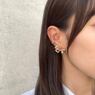 Rosette Jewel Ribbon clip on earrings