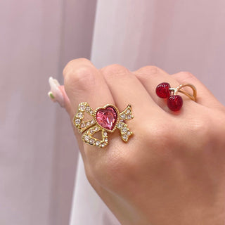 Rosette jewel ribbon ring