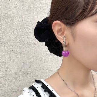 [PLAZA POPUP Exclusive] Heart Cherry Earrings (Grape Nougat)
