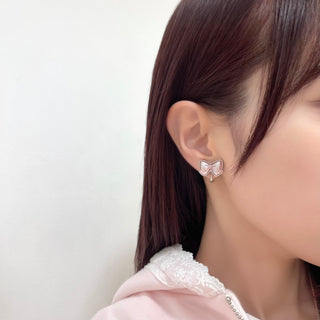 Eternal Ribbon Earrings (PK Pearl)