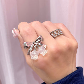 Ribbon Lily of the Valley Ring (Silver/Clear Glitter) [Delivery Period: Mid-May 2026]