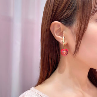 稻葉茉菜佳 × Liquem / 晶透櫻桃耳環 [預計發貨時間：2026年9月上旬]