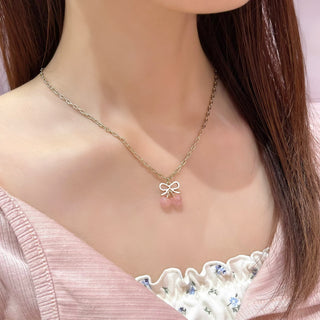 Ribbon Peach Necklace
