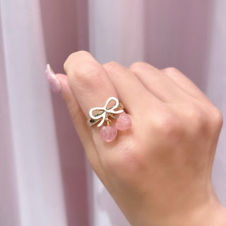 蝴蝶結桃子戒指