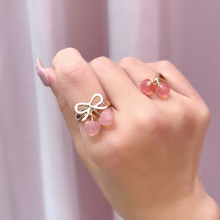 蝴蝶結桃子戒指