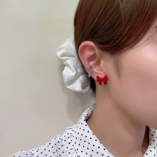 miniベビーリボンピアス（レッド）