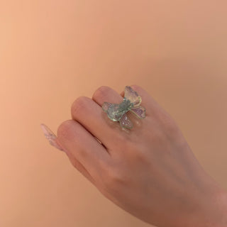 嬰兒蝴蝶結戒指（綠色）
