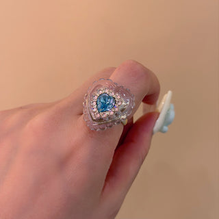 Heart jelly ring (AQUA BLUE)