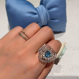 Heart jelly ring (AQUA BLUE)