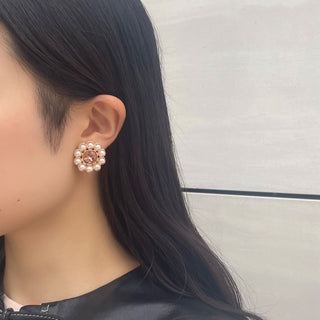 Portrait square clip on earrings (fairy/rose)