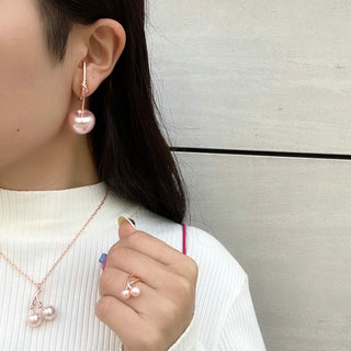 Cherry clip on earrings (pearl PK)