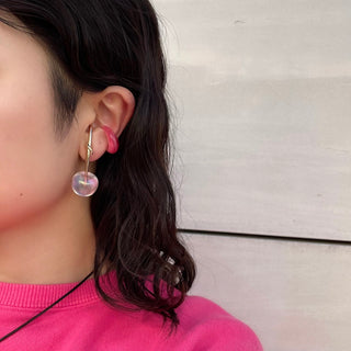 Cherry clip on earrings (soap bubble clear)
