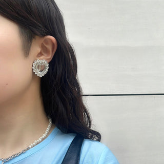 big bijou clear heart earrings