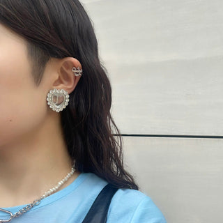 big bijou clear heart earrings