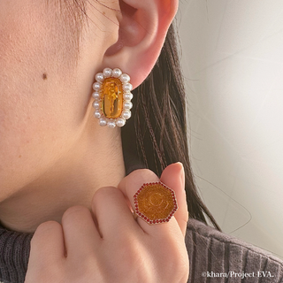 RADIO EVA x Liquem / LCL clip on earrings (Orange Ayanami Rei)