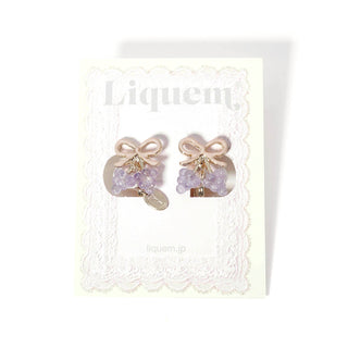 Ribbon Grape Pierced Earrings