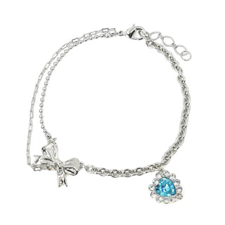 Ribbon and Heart Bracelet (Blue)