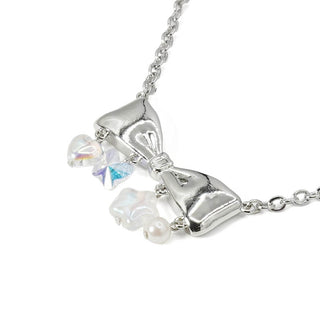 Metal Ribbon Bead Necklace