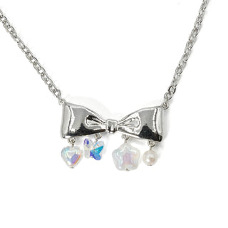 Metal Ribbon Bead Necklace