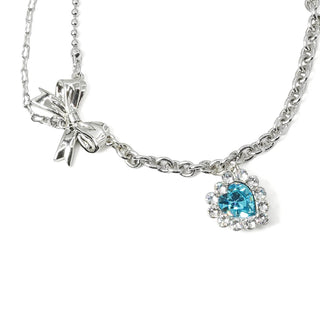 Ribbon and Heart Bracelet (Blue)