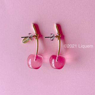 Kids Cherry Earrings (Passion Pink)