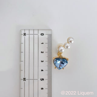 Liquem / big heart clip on earrings (Lt sapphire)