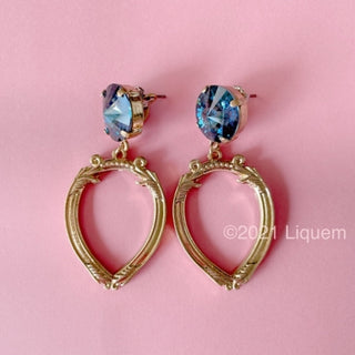 Art frame round earrings (BL)