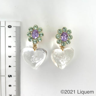 Liquem / Bloom Heart Bubble clip on earrings (December)