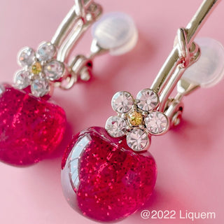 Liquem / Kids Cherry &amp; Blossom clip on earrings (RD)