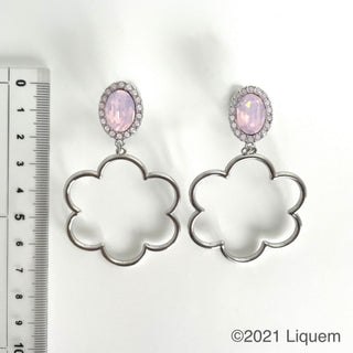 Liquem / Silver flower hoop clip on earrings