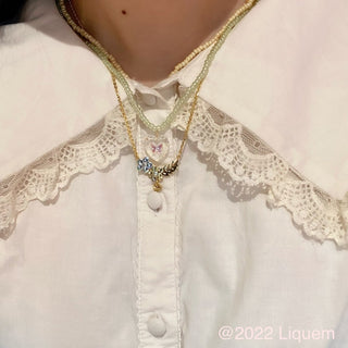 Liquem / Color bead combination necklace (Pale GRN)