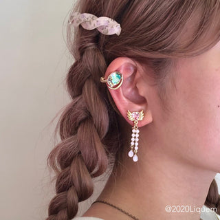 Liquem / Moon prism clip on earrings