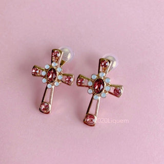 YUKI × Liquem / Cross clip on earrings